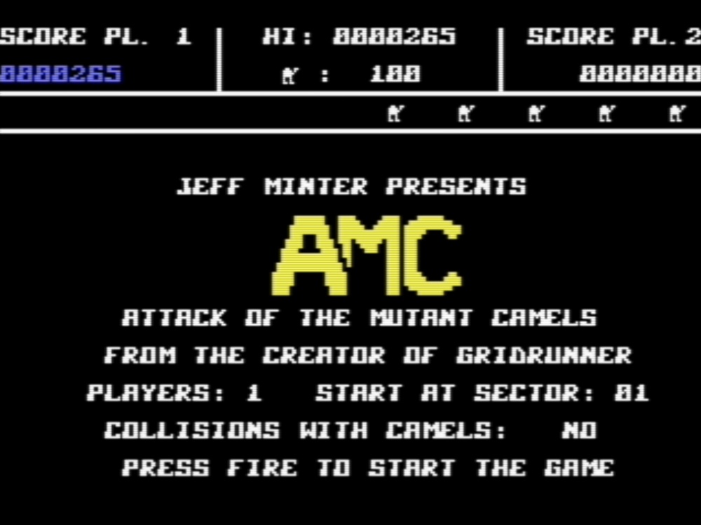 Title Screen of Attack of the Mutant Camels for Commodore 64